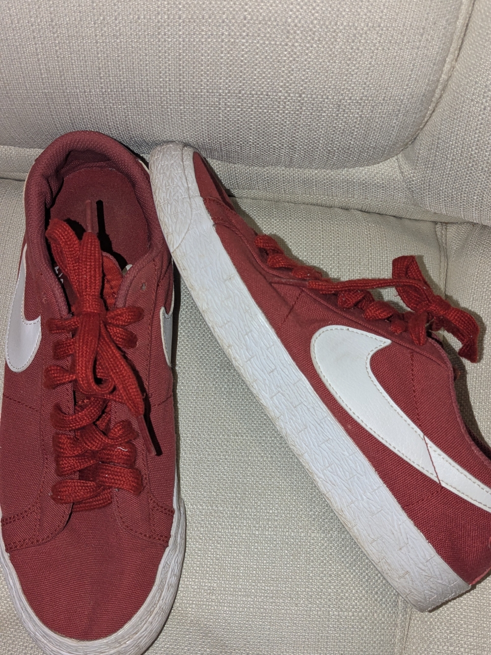 Men's Nike Red Canvas Sneakers with White Accents